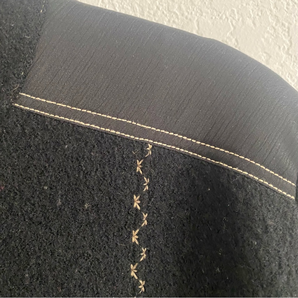 Chico's Boiled Wool Jacket Black Button Front Box… - image 6